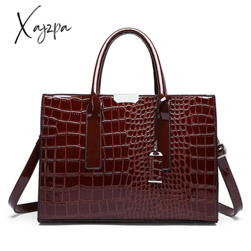 Xajzpa - Pantent Leather Women Messenger Bags Crocodile Female Crossbody Shoulder Hand Bags For